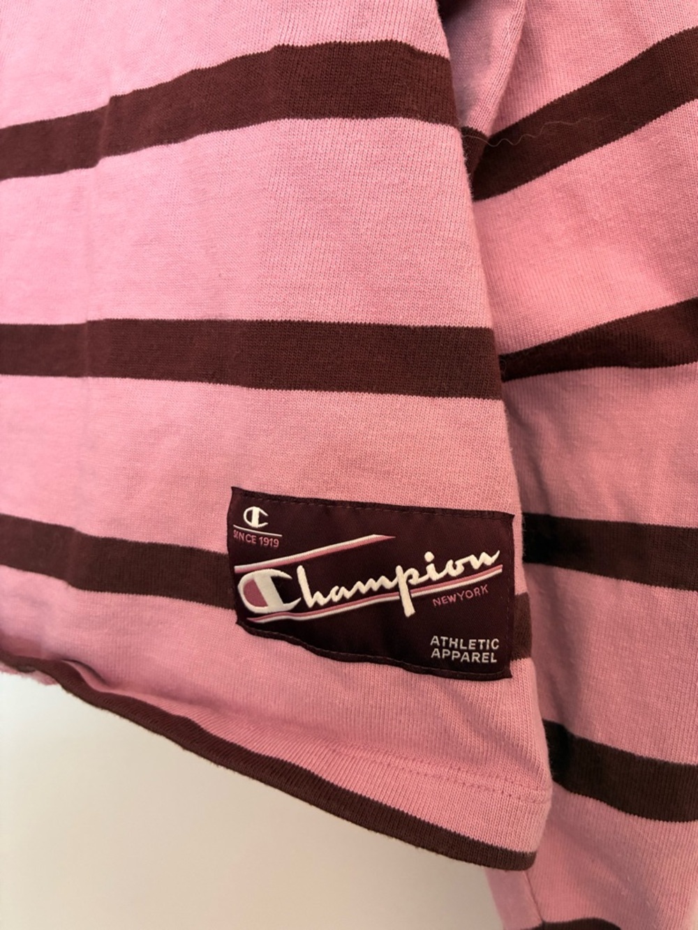 Champion Pink and Burgundy Striped Rugby Tee - Picture 2 of 3